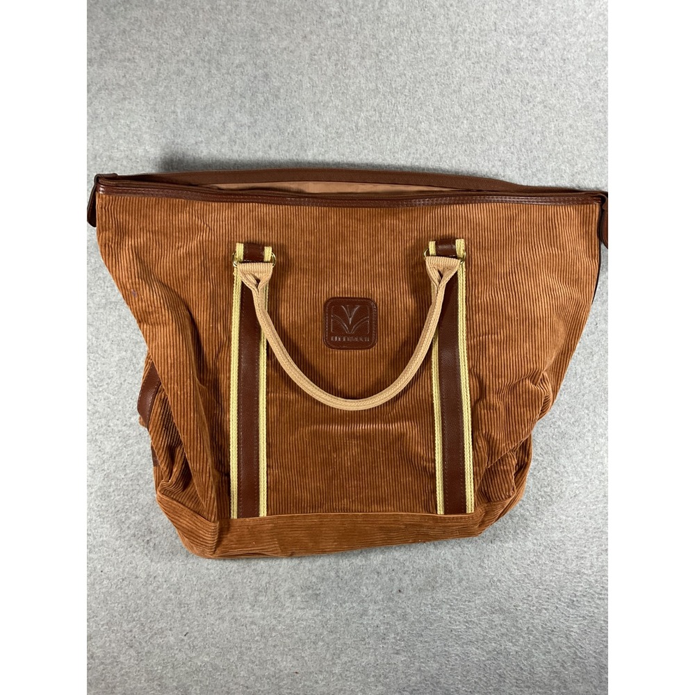 Vintage Ultima II Brown Corduroy Travel Tote Bag Large Weekend Carryall Bag